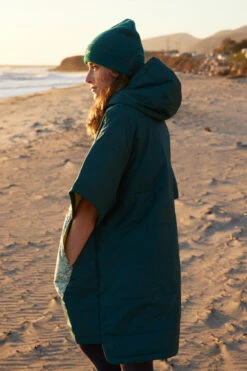Voited Poncho - Deep Teal -JOLYN Sales Accessories Voited Poncho Ocean Navy Back Side Jaime Collins