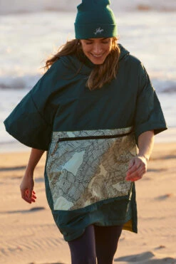 Voited Poncho - Deep Teal -JOLYN Sales Accessories Voited Poncho Ocean Navy Front2 Jaime Collins