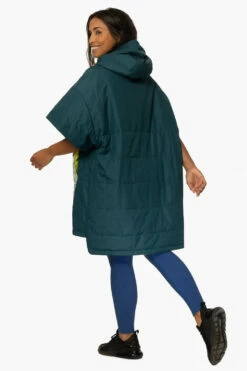 Voited Poncho - Deep Teal -JOLYN Sales Activewear Tops Voited Poncho Side FullLength KianiSouza 112222