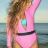 Nazare Long Sleeve Zip-Up Surf One Piece - Passion -JOLYN Sales JOLYN MALIBU 03 23 1674 1