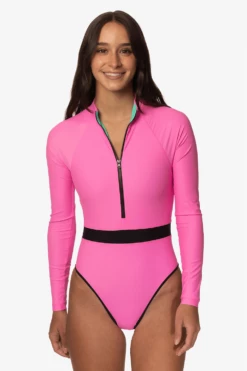 Nazare Long Sleeve Zip-Up Surf One Piece - Passion -JOLYN Sales Passiononesie1