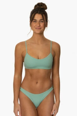 Kelia Bikini Bottom - Newport -JOLYN Sales Surf Bottoms Kelia Solid Newport Front MiaClark 011623