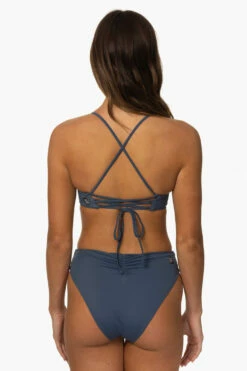 Leandra Bikini Bottom - Laguna -JOLYN Sales Surf Bottoms Leandra Solid Laguna Back MiaClark 011623