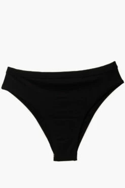 Nora Bikini Bottom - Black -JOLYN Sales Surf Bottoms Nora Solid Black Flatlay Front Jocelyn 010423