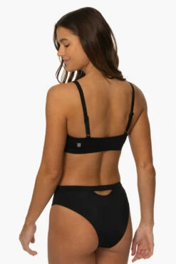 Nora Bikini Bottom - Black -JOLYN Sales Surf Bottoms Nora Solid Black SideBack MiaClark 011623