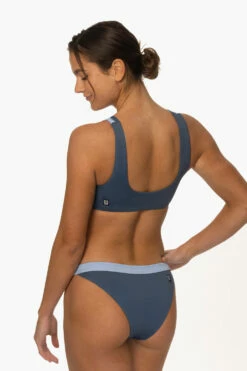 Valentina Bikini Bottom - Laguna Blue -JOLYN Sales Surf Bottoms Valentina Solid Laguna Blue BackSide MiaClark 011623