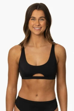 Amelia Bikini Top - Black -JOLYN Sales Surf Tops Amelia Solid Black Front MiaClark 011623