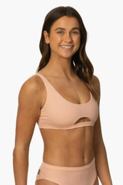 Amelia Bikini Top - Coronado -JOLYN Sales Surf Tops Amelia Solid Coronado SideFront MiaClark 011623