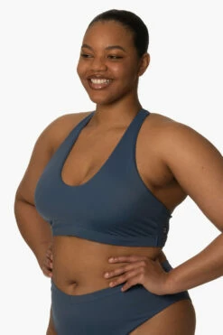 Aster Bikini Top - Laguna -JOLYN Sales Surf Tops Aster Solid Laguna SideFront Zarria 010423