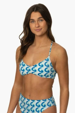 Eliana Bikini Top - Dana Point -JOLYN Sales Surf Tops Eliana Print DanaPoint sideFront MiaClark 011623