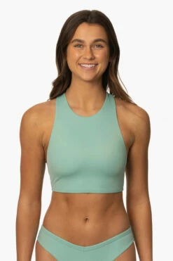 Gwen Bikini Top - Newport 17 Gwen Bikini Top - Newport -JOLYN Sales Surf Tops Gwen Solid Newport Front MiaClark 011623