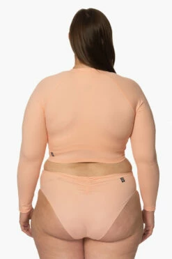 Moana Long Sleeved Crop Rashie - Coronado -JOLYN Sales Surf Tops Moana Solid Coronado Back AdrianaK 011923