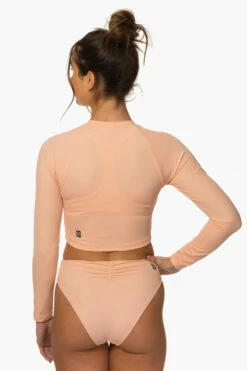 Moana Long Sleeved Crop Rashie - Coronado -JOLYN Sales Surf Tops Moana Solid Coronado Back MiaClark 011623