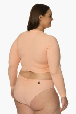 Moana Long Sleeved Crop Rashie - Coronado -JOLYN Sales Surf Tops Moana Solid Coronado SideBack AdrianaK 011923