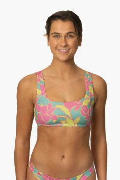 Paige Bikini Top - Treasure Island -JOLYN Sales Surf Tops Paige Prints TreasureIsland1 Front MiaClark 011623