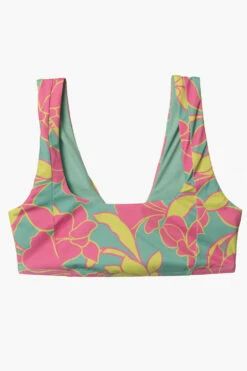Paige Bikini Top - Treasure Island -JOLYN Sales Surf Tops Paige Prints TreasureIsland Flatlay Front Jocelyn 010423