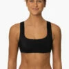 Paige Bikini Top - Black -JOLYN Sales Surf Tops Paige Solid Black Front MiaClark 011623