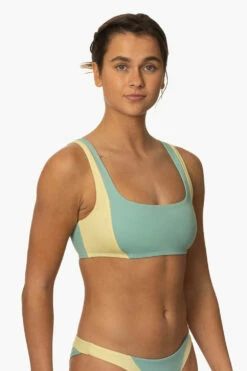 Paige Bikini Top - Newport & Pismo -JOLYN Sales Surf Tops Paige Solid Newport Pismo FrontSide MiaClark 011623