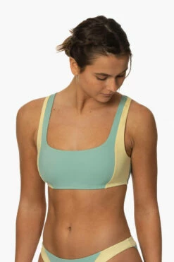 Paige Bikini Top - Newport & Pismo -JOLYN Sales Surf Tops Paige Solid Newport Pismo Front MiaClark 011623