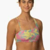 Willa Bikini Top - Treasure Island -JOLYN Sales Surf Tops Willa Prints TreasureIsland FrontSide MiaClark 011623