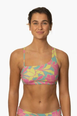 Willa Bikini Top - Treasure Island -JOLYN Sales Surf Tops Willa Prints TreasureIsland Front MiaClark 011623
