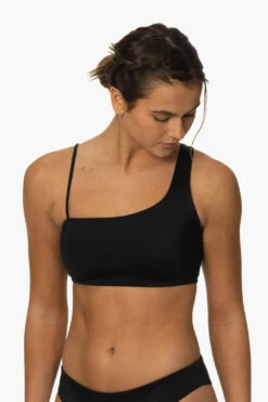 Willa Bikini Top - Black -JOLYN Sales Surf Tops Willa Solid Black FrontSide MiaClark 011623