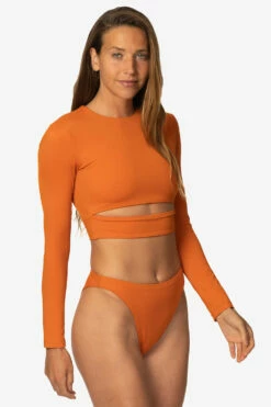 Haliewa Bikini Bottom - Ginger -JOLYN Sales Swim Bottoms Haleiwa Solid Ginger Front Side TiaSurf MiskaSykora 021023