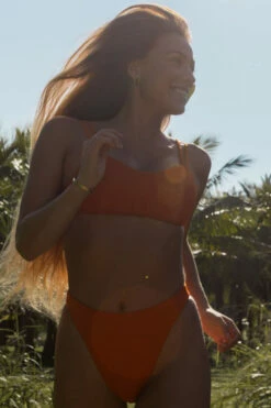 Haliewa Bikini Bottom - Ginger -JOLYN Sales Swim Bottoms Haleiwa Solid Ginger Front3 TiaSurf Lifestyle