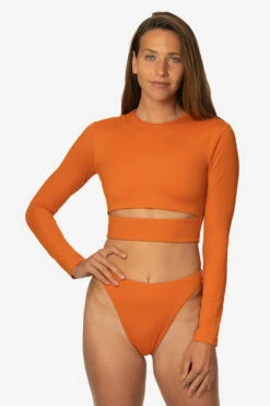 Haliewa Bikini Bottom - Ginger -JOLYN Sales Swim Bottoms Haleiwa Solid Ginger Front TiaSurf MiskaSykora 021023