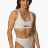 Nora Bikini Bottom - White -JOLYN Sales Swim Bottoms Nora Solids White FrontSide MichelleMason JSD2.23 030723