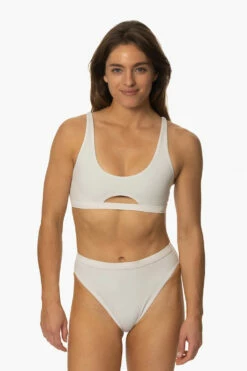 Nora Bikini Bottom - White -JOLYN Sales Swim Bottoms Nora Solids White Front MichelleMason JSD2.23 030723