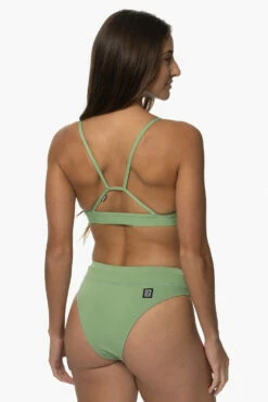 Zoe Bikini Bottom - Matcha -JOLYN Sales Swim Bottoms Zoe Solid Matcha SideBack KarolMartin 121322