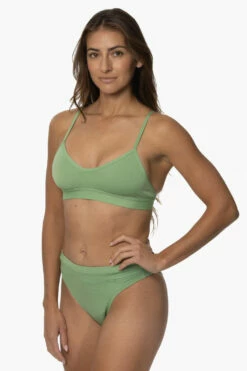 Zoe Bikini Bottom - Matcha -JOLYN Sales Swim Bottoms Zoe Solid Matcha SideFront KarolMartin 121322