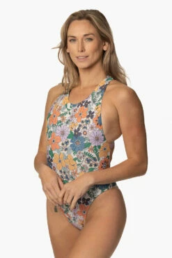 Audacious Onesie - Magnolia -JOLYN Sales Swim Onesies Audacious Print Magnolia FrontSide CourtneySurf ChristinaQuakernik 021123