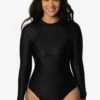 Elizabeth Zip-Up Surf Suit - Black 1 Elizabeth Zip-Up Surf Suit - Black -JOLYN Sales Swim Onesies Elizabeth Solids Black Front Destiny CSGD1 041123