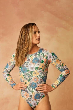 Endure Onesie - Magnolia 12 Endure Onesie - Magnolia -JOLYN Sales Swim Onesies Endure Prints Magnolia Front CourtneySurf Courtney