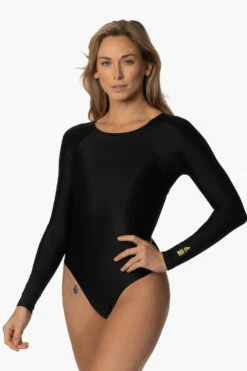 Endure Onesie - Black -JOLYN Sales Swim Onesies Endure Solid Black FrontSide CourtneySurf ChristinaQuakernik 021123