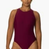 Fairlie Water Polo Suit - Cabernet -JOLYN Sales Swim Onesies Fairlie Solid Cabernet Front KianiSouza 112222