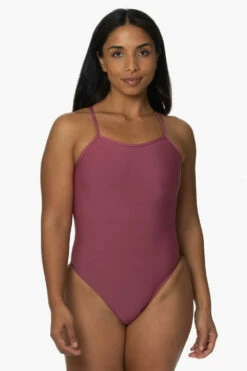 Gavin Swim Onesie - Plum -JOLYN Sales Swim Onesies Gavin Recycled Forever Solid Plum Gavin KianiSouza 120122