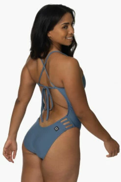 Gavin Swim Onesie - Shadow 7 Gavin Swim Onesie - Shadow -JOLYN Sales Swim Onesies Gavin Recycled Forever Solid Shadow SideBack KianiSouza 120122