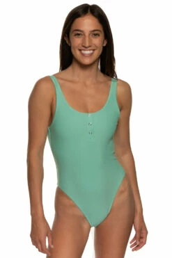 Gemma Surf One Piece - Oasis -JOLYN Sales Swim Onesies Gemma Solid Front Oasis EKSD1 Laura 021822