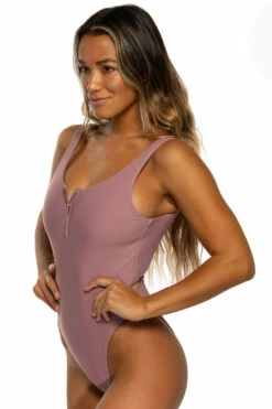 Gemma Surf One Piece - Orchid -JOLYN Sales Swim Onesies Gemma Solid Side Orchid EKSD1 Eryn 022122