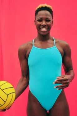 Jackson 4 Swim Onesie - Hawaii Blue -JOLYN Sales Swim Onesies Jackson 4 Solid Hawaii Blue HAW Front3 AshleighJohnson