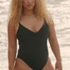 Juana Surf One Piece - Black 2 Juana Surf One Piece - Black -JOLYN Sales Swim Onesies Juana Solid Black BLK Front JessaWilliams INTRSXTN