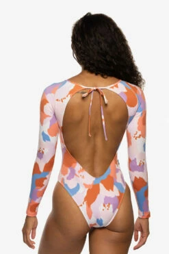 Lennon Long Sleeve Surf One Piece - Polynesia -JOLYN Sales Swim Onesies Lennon Solid Back Polynesia EKD2 Nikkie 040722