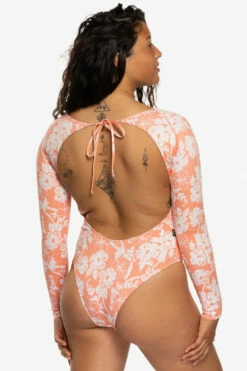 Lennon Long Sleeve Surf One Piece - Atoll -JOLYN Sales Swim Onesies Lennon Solid Side Atoll EKSD2 Maya 031722