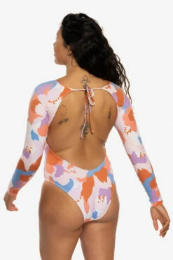 Lennon Long Sleeve Surf One Piece - Polynesia -JOLYN Sales Swim Onesies Lennon Solid Side Polynesia EKSD2 Maya 031722