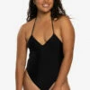 Lucia Surf One Piece - Black 1 Lucia Surf One Piece - Black -JOLYN Sales Swim Onesies Lucia Solid Front Black BLK JSD1 Maya 031722