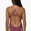 Murray Swim Onesie - Plum -JOLYN Sales Swim Onesies Murray Recycled Forever Solid Plum Back KianiSouza 120122