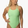 Murray Swim Onesie - Mint -JOLYN Sales Swim Onesies Murray Solid Mint Front EmiJack 04132023